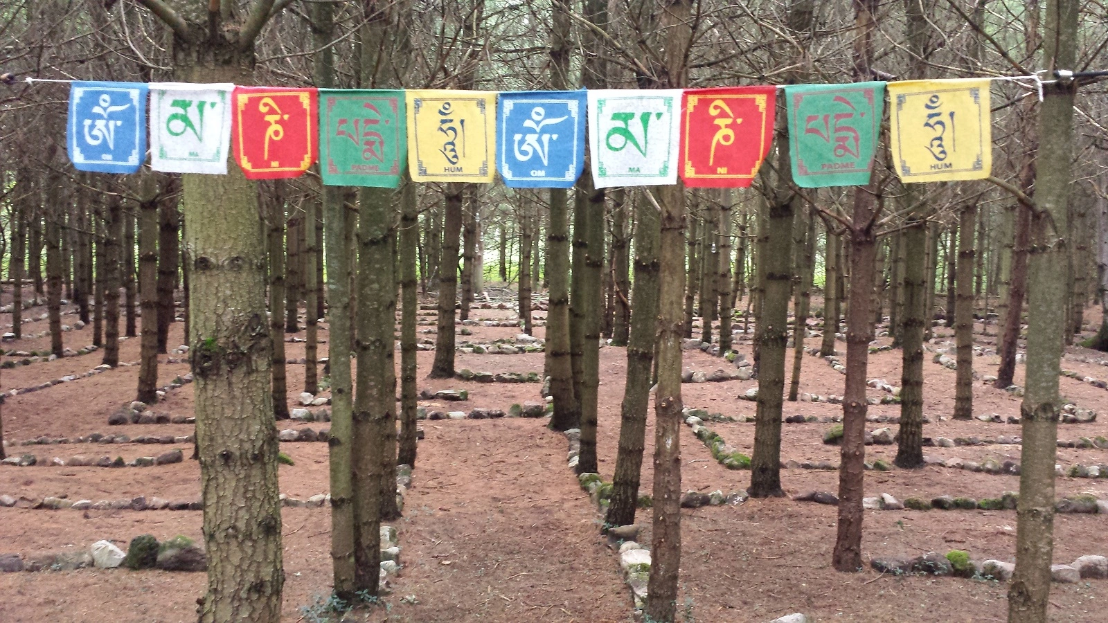 Entering the labyrinth, the mantra OM MANI PADME HUM