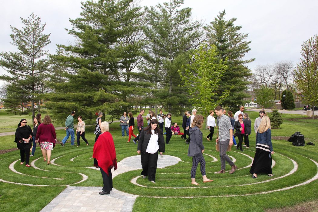 People walking the labyrinth