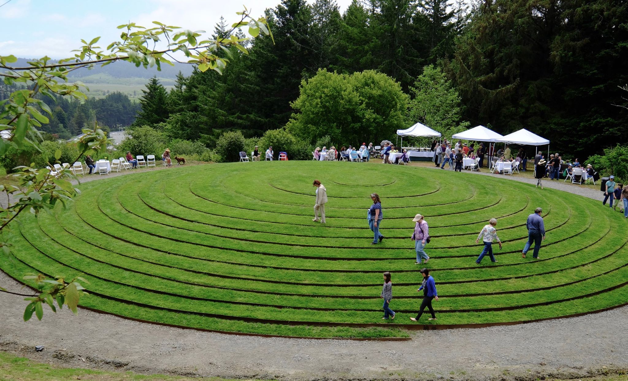 People walking up and down the labyrinth