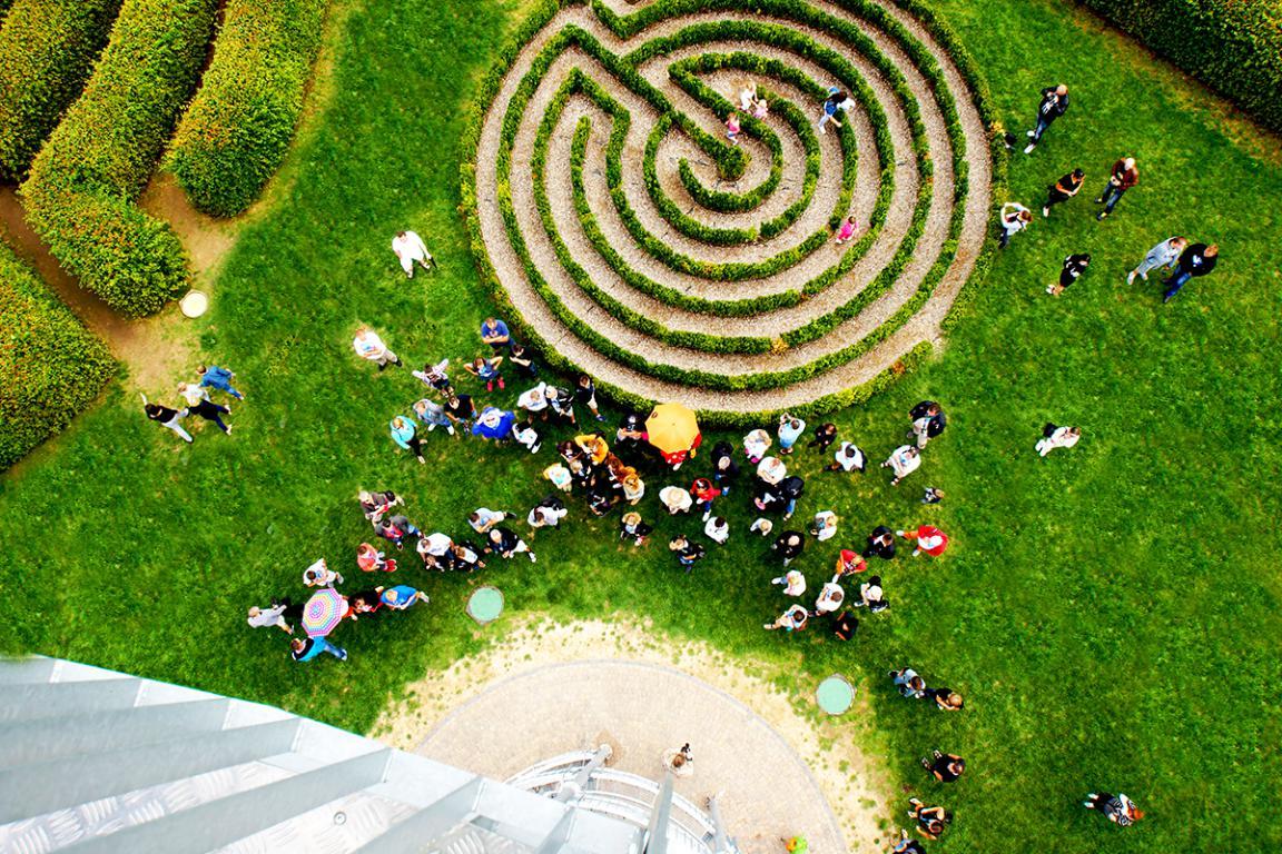 Small labyrinth as is seen from the nearby observation tower
